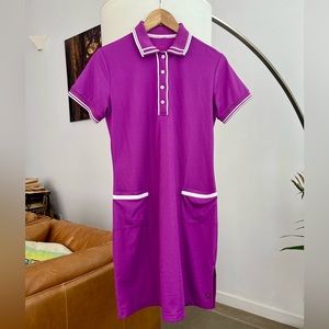 Cracked Wheat Purple Short Sleeve Collared Golf Dress
